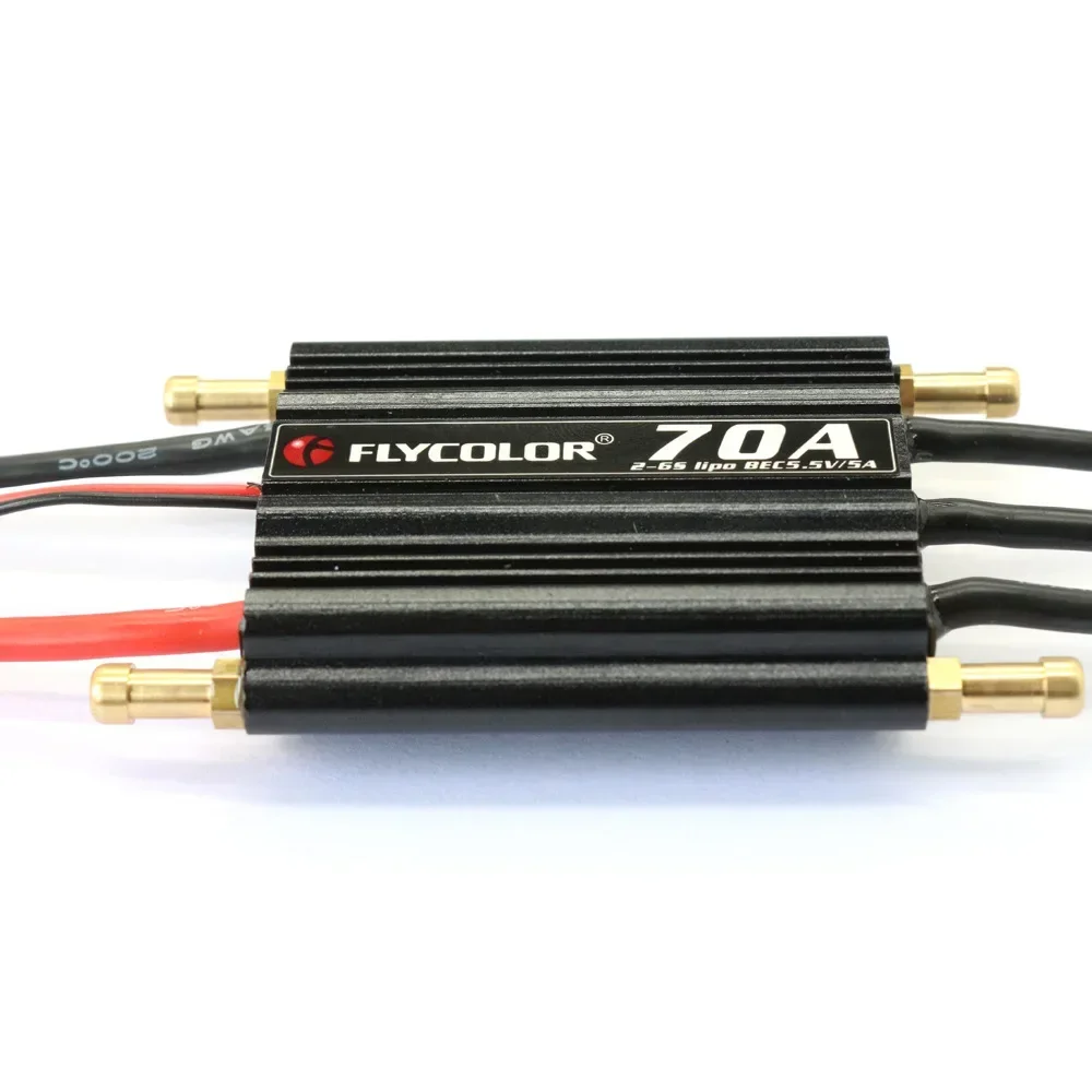 Original flycolor flymonster 70a 2-6s lipo controlador de velocidade do motor sem escova de duas vias esc com 5.5v/5a bec para modelos de barcos rc