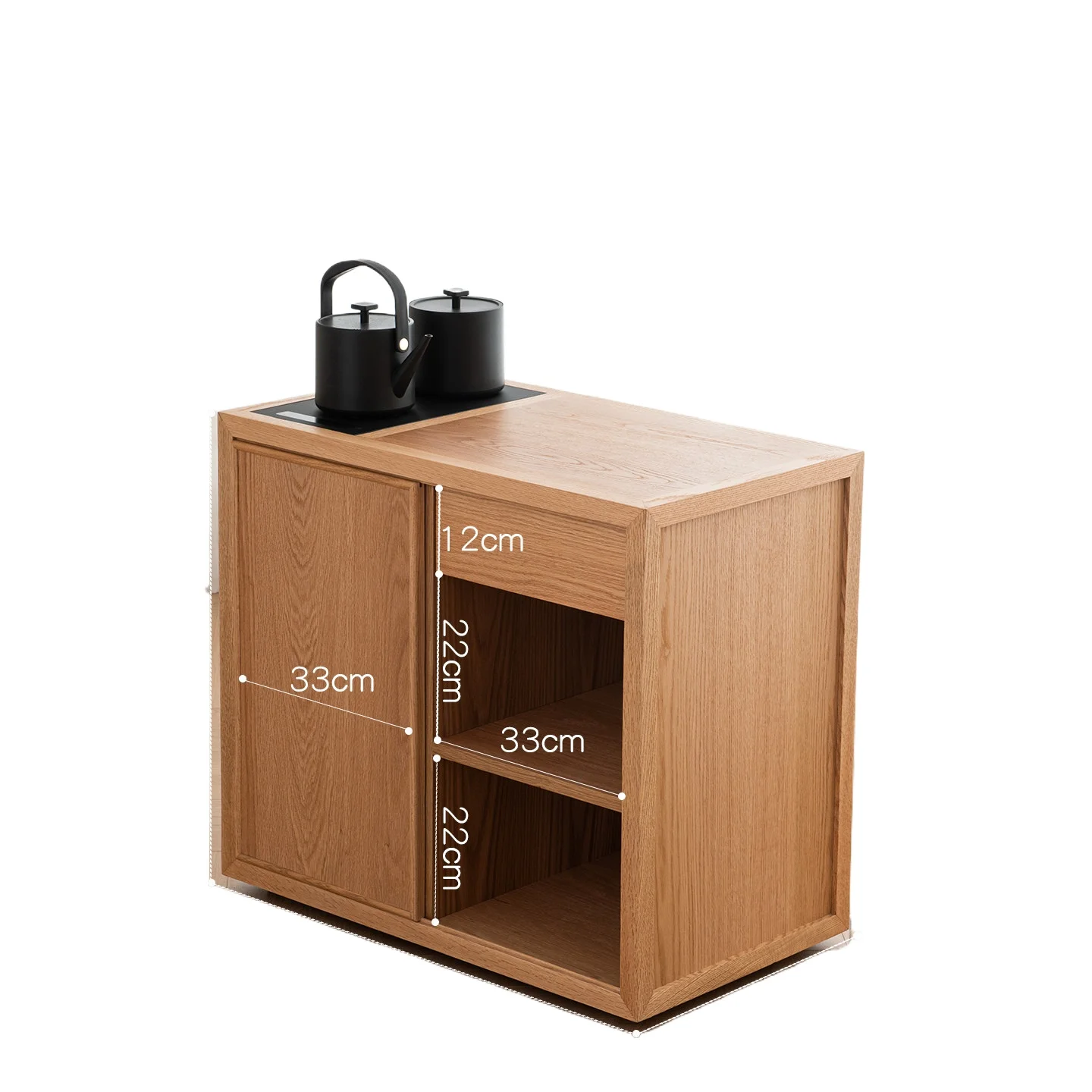 CX mobile, solid wood tea table, side cabinet, modern home living room, tea cart side table