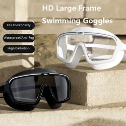 Gafas de natación de Marco grande para adultos, gafas de natación HD antivaho de alta calidad con tapones para los oídos, precio al por mayor directo del fabricante