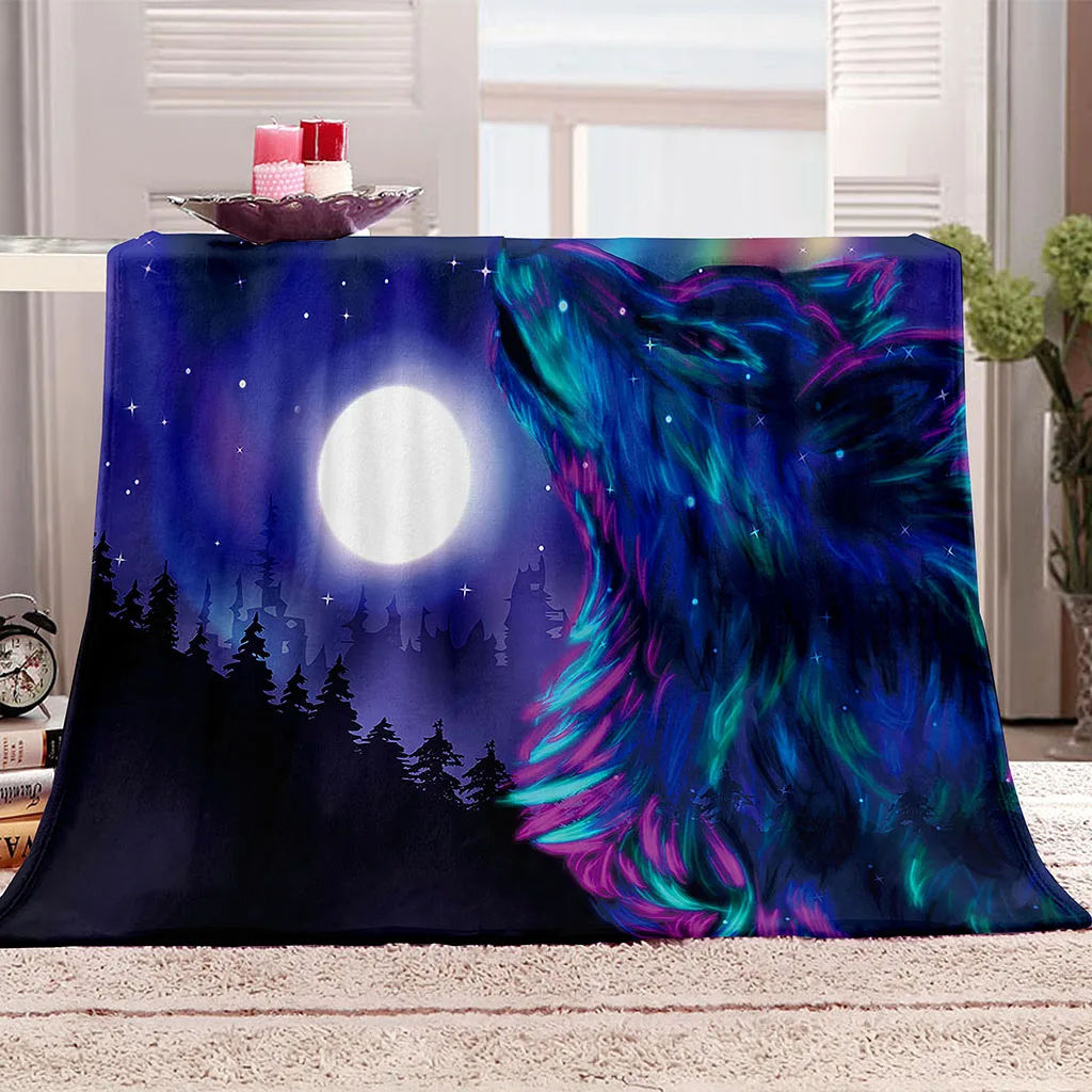 HUANZHUANG Throw Blanket 3D Abstract Animal Wolf Blanket For Soft Warm Microfiber Bedding For Bed Sofa Couch Printed Fuzzy Flee