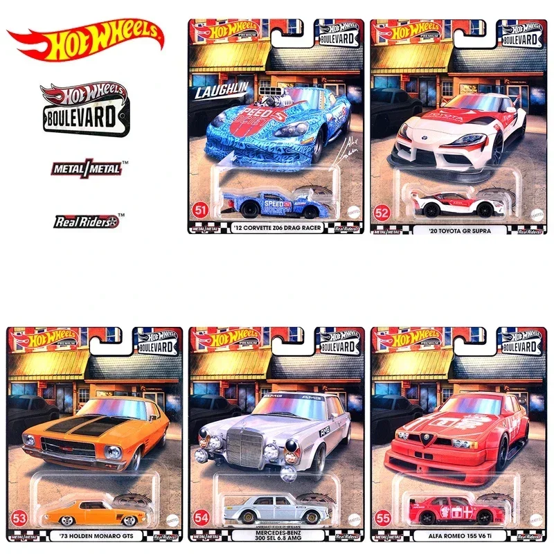 Original Hot Wheels Premium Car Boulevard Diecast 1:64 Voiture Alfa Romeo Corvette Z06 Drag Racer Boys Toys for Children Gift