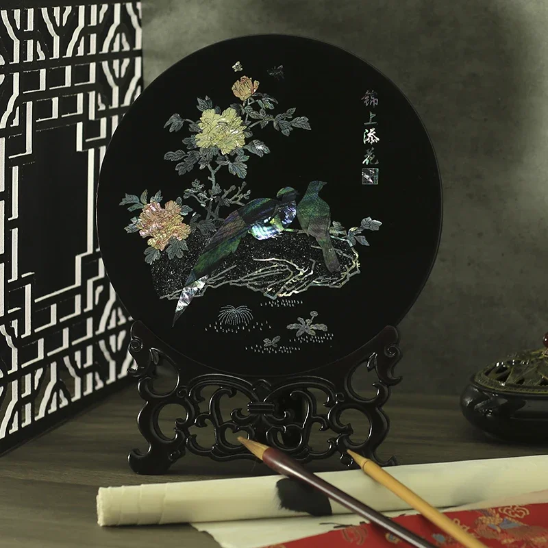 Yangzhou Intangible Cultural Heritage Lacquer Wooden Shell Inlay Ornament Chinese Traditional Culture Gift
