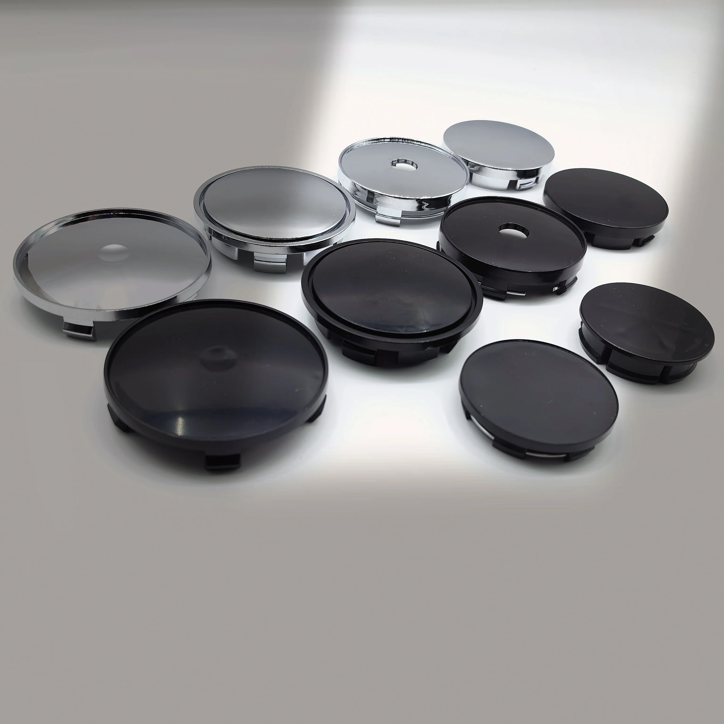 160 Uds sin logotipo Base en blanco 49mm 50mm 56mm 60mm 65mm 68mm negro o plata tapa central de rueda llanta cubierta de neumático estilo de coche