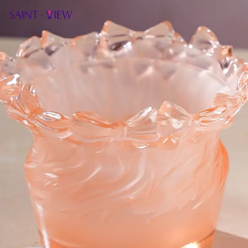 Crystal Glass Sugar Bowl with Ribbon Decor Elegant Dessert Container for Kitchen Dining Table Wedding Household Supplies Jar