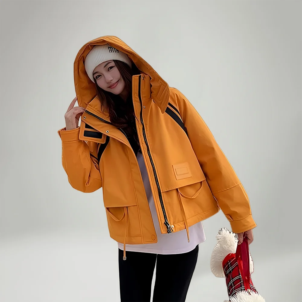 

Женская осенняя треккинговая куртка, уличный походный дождевик, ветровка, водонепроницаемая куртка с капюшоном для кемпинга, велоспорта, альпинизма, теплая короткая куртка