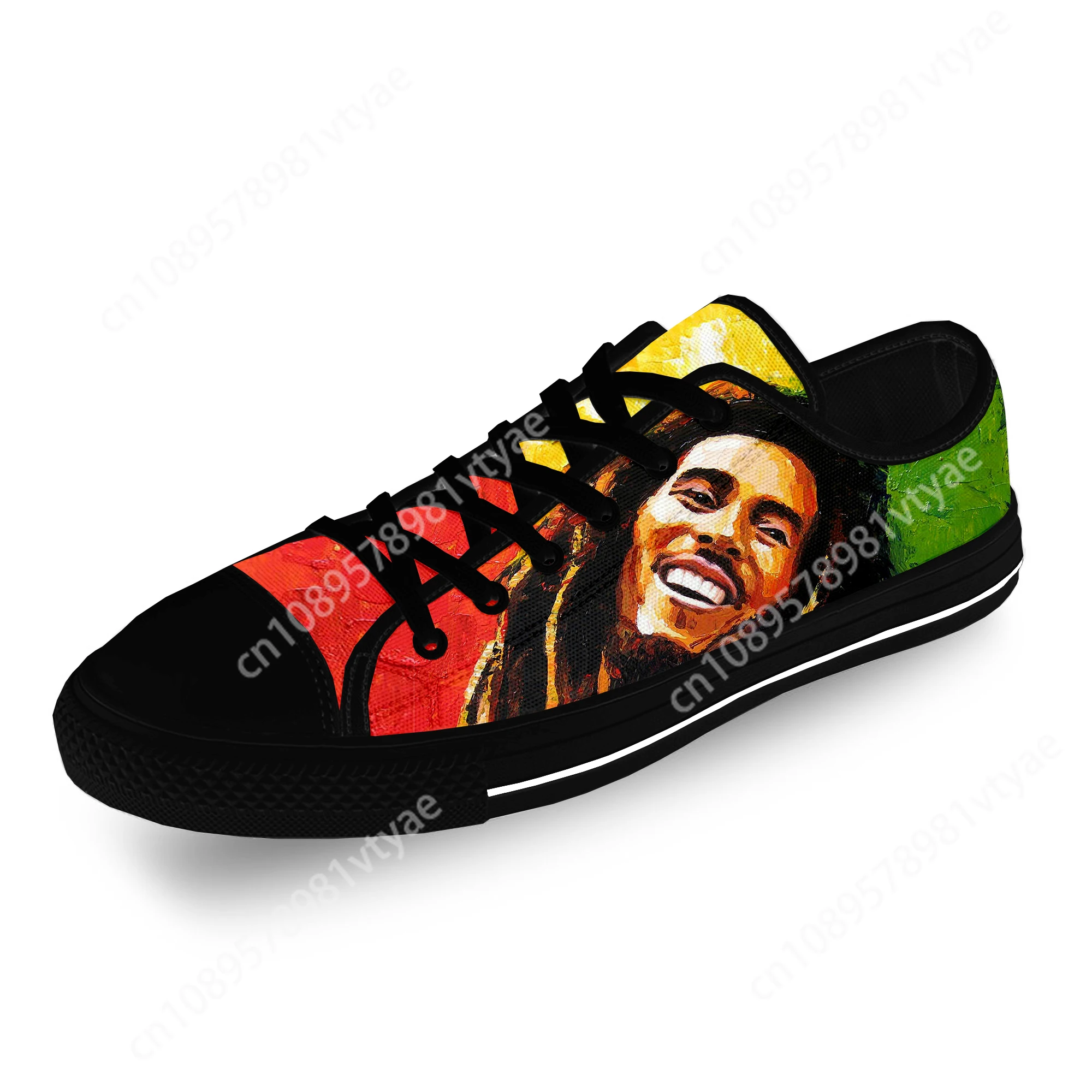 Bob Marley Reggae Star Music Rock Fashion Casual Sneakers Low Top Lightweight Breathable 3D Printed Men Women Canvas Shoes