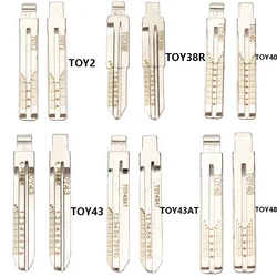 JMCKJ 10PCS/LOT Engraved Line Key Blade TOY2 TOY40 TOY43 TOY43AT TOY48 For Toyota Scale Shearing Teeth Cutting Key Blank 2 IN 1