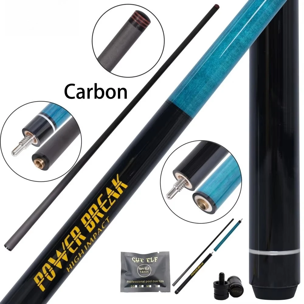

Professional Carbon Fiber Pool Cue Blue Jump Break Cue Stick Quick Release Joints 12.5mm Tip Size Maple Butt Sleeve Steel