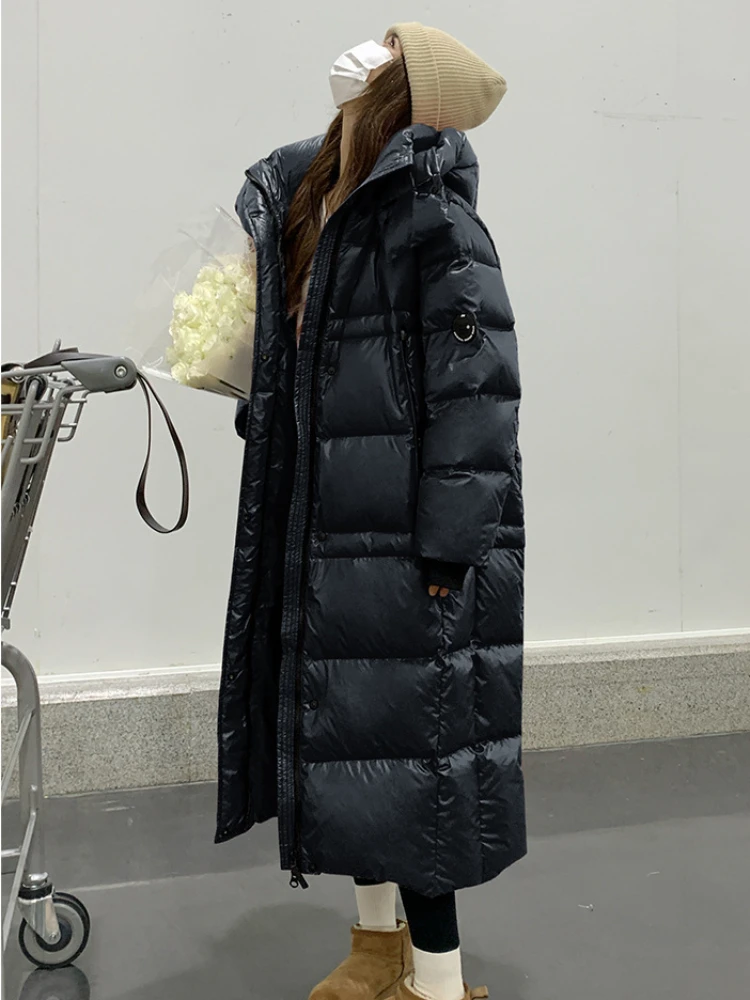 2024 New Woman Winter Coats Glossy Down Jackets Fashion Casual Parka Korean Loose Hooded Outerwears Windproof Thick Women Jacket