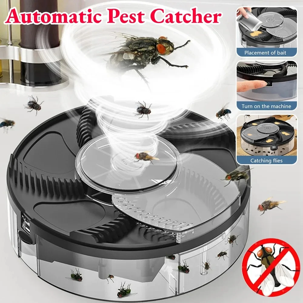 Upgraded Flycatcher USB/Rechargeable Electric Fly Trap Safety Insect Flytrap Indoor/Outdoor Pest Catching Tool For Home Garden