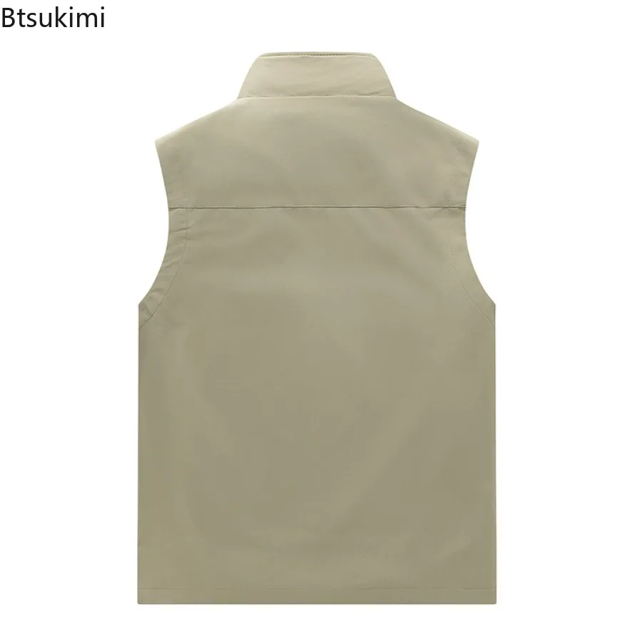 Spring Summer Vests Men's Breathable Work Vest Outdoor Casual Sleeveless Zip Vest Jacket Male Hunting Camping Fishing Waistcoats