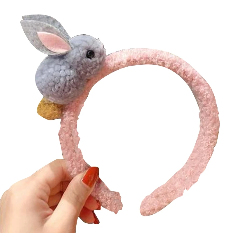 Plush Bunny Headband Cute Rabbit Decors Hairhoop for Daily Wearing Costume Cosplays Party Women Girls Hair Accessories