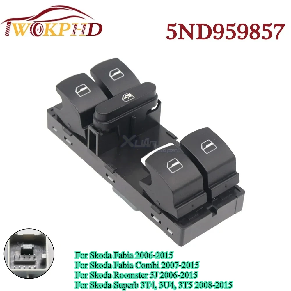 

Электрический главный переключатель управления стеклоподъемником 5ND959857 для Volkswagen Golf GTI MK5 MK6 Jetta Tiguan Passat B6 CC Seat Leon