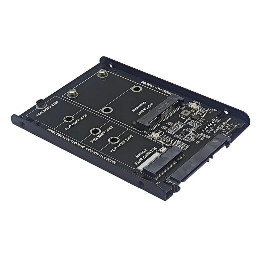 M.2 NGFF + MSATA to SATA3 electronic switch switching adapter card SSD solid state drive 6Gbps bracket