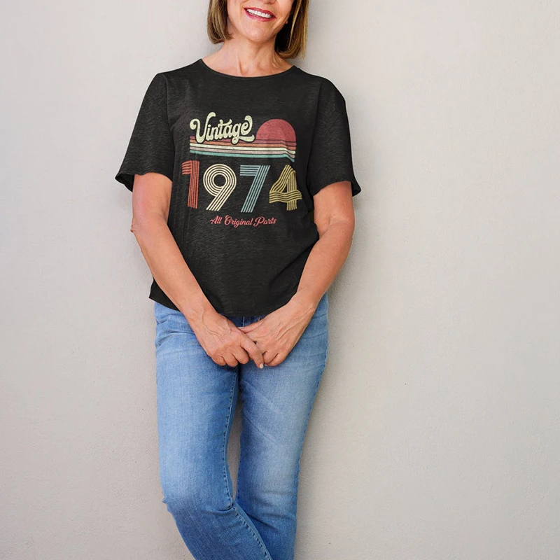 Vintage 1970 - 1979 T-Shirt Women 42-51 50 Years Old 51st 50th Birthday Gift Idea Mom Girls Wife Daughter Top Tshirt Tee Shirt