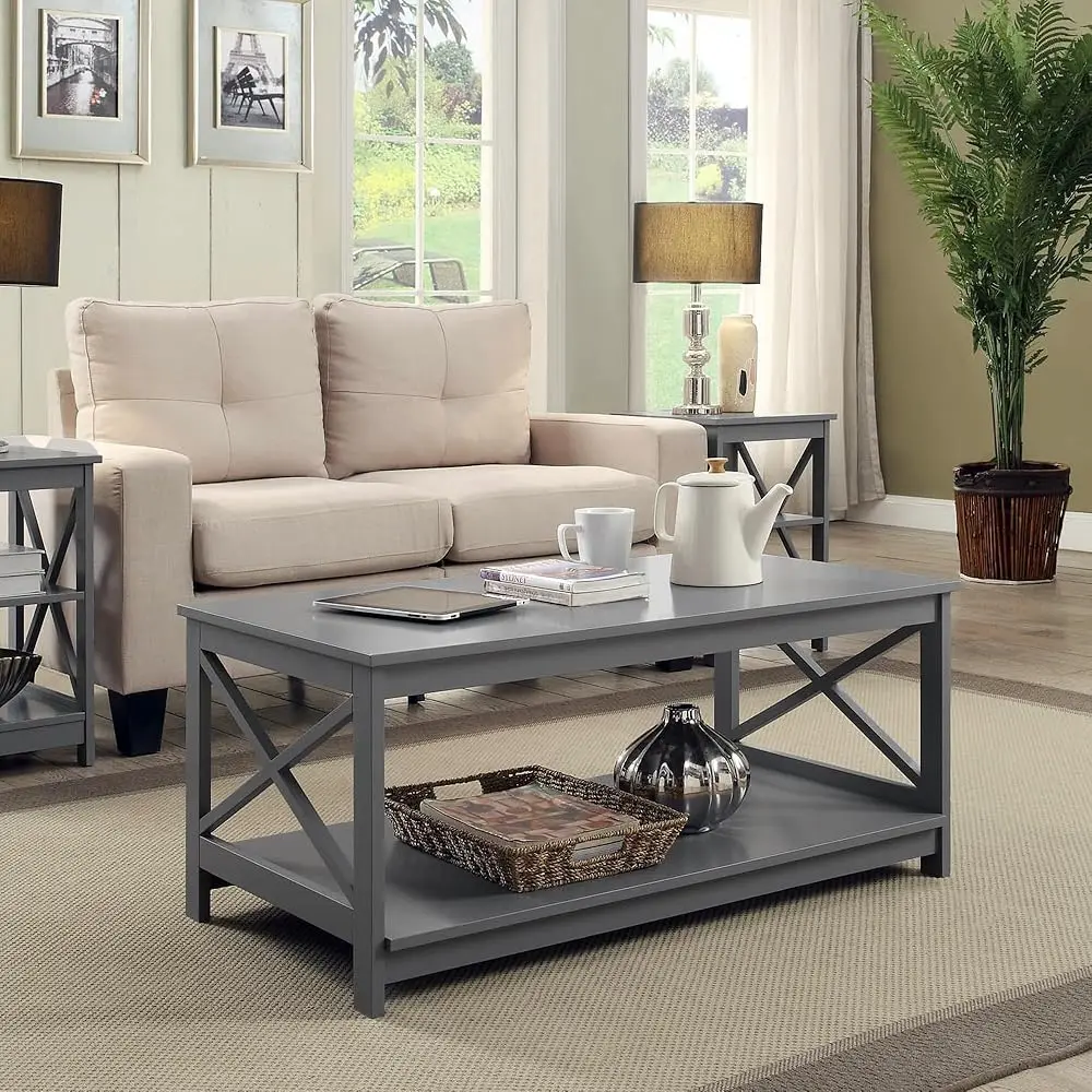 Ox Coffee Table With Shelf, Gray