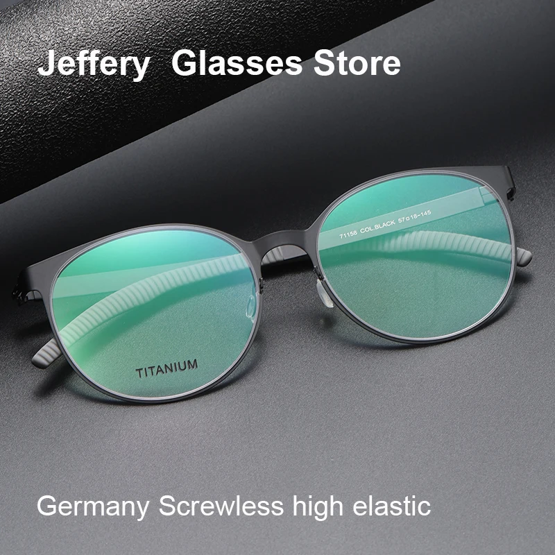 2023 New Germany Round Titanium Glasses Frame For Men Women Cat Eye Ultralight Myopia Prescription Eyewear Antislip Eyeglasses