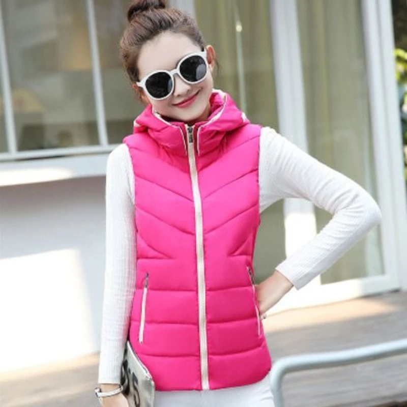 

Autumn Women Vest Winter Puffer Parkas Coat 2025 New Casual Pocket Hooded Waistcoat Female Sleeveless Jacket Outerwear
