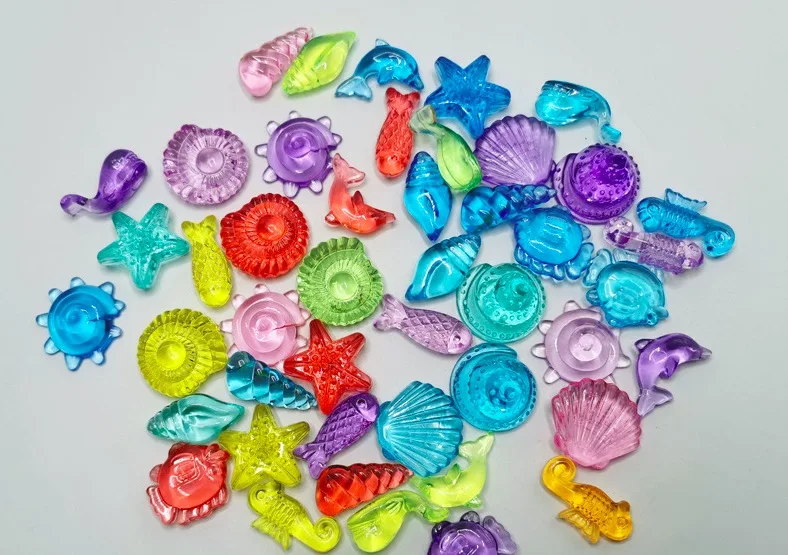 Camal 20PCS Colorful Acrylic Shell Starfish Conch Shape Kids Toys Stone Amusement Park Game Pieces for Board Games Accessories