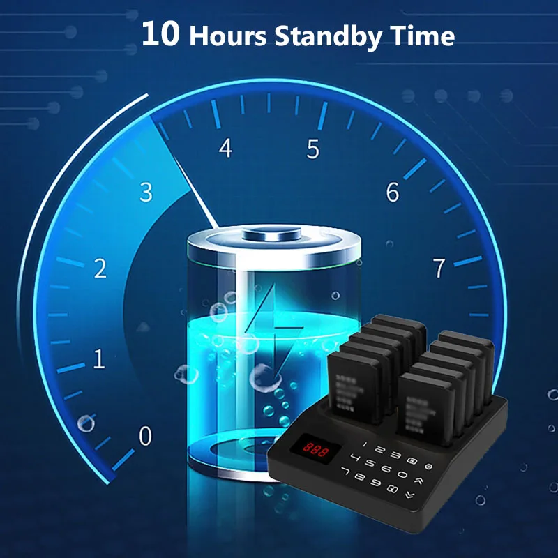 Wireless Restaurant Calling Pager Queue Paging System 10 Receivers Customer Line Calling System for Cafe Dessert Shop Food Truck