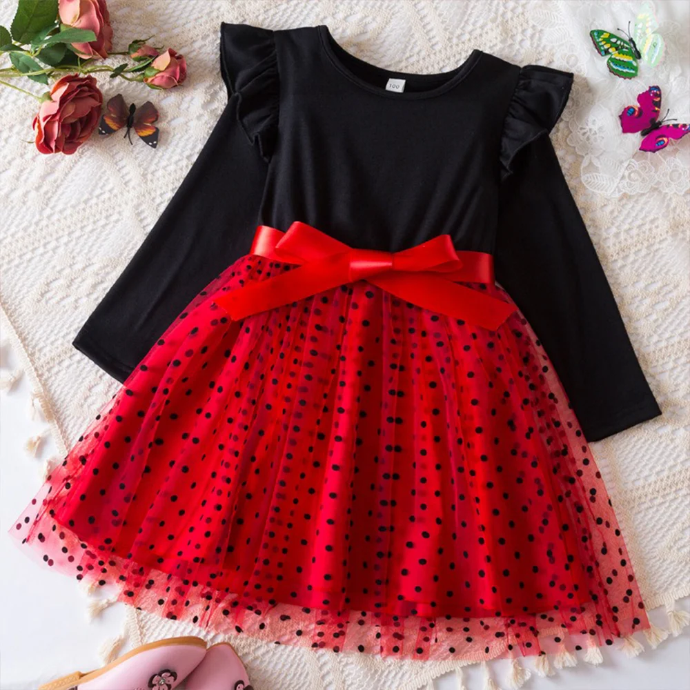 

Red Fall Dresses for Girls Dresses Birthday Party Long Sleeve Princess Costume Teen Children's Party Clothes Spring and Autumn