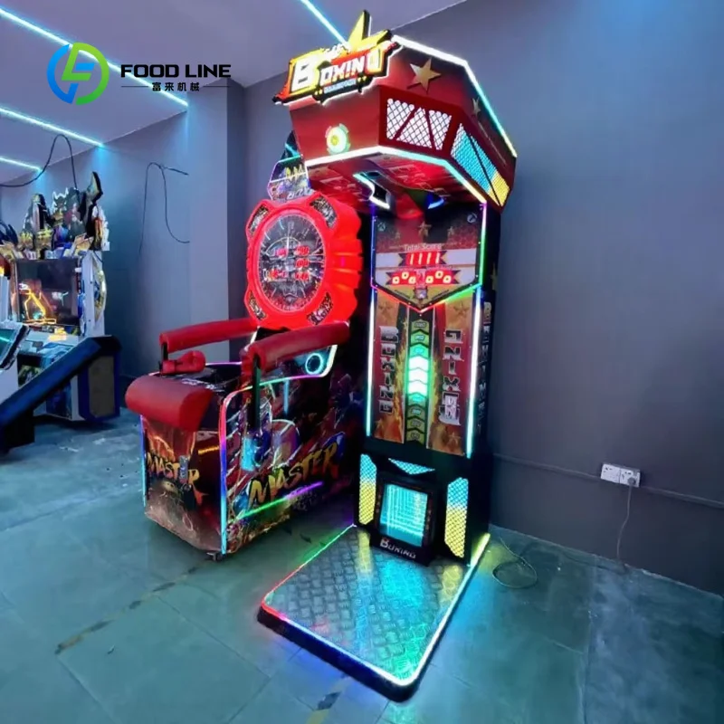 Customized Commercial Coin Operated Metal Boxing Game Machine English Stress Relief Arcade Punching Machine for Shopping Mall