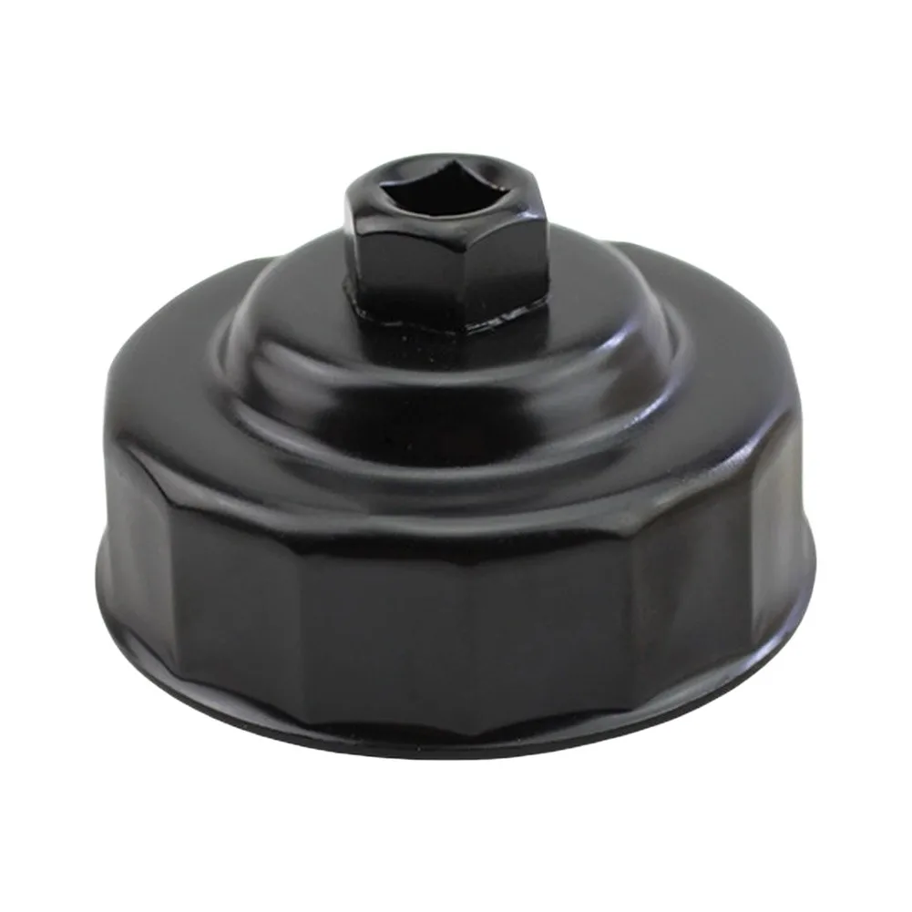 Cap Style 76mm Oil Filter Wrench Constructed from for Carbon Steel Featuring 14 Fluted Edges and 3/8 Drive Ratchet Support