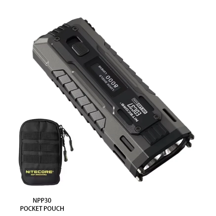 8000LM EDC Flashlight UHi 20 LED Rechargeable Tactical Torch Light with OLED Display and Li-ion Battery for Outdoor Camping