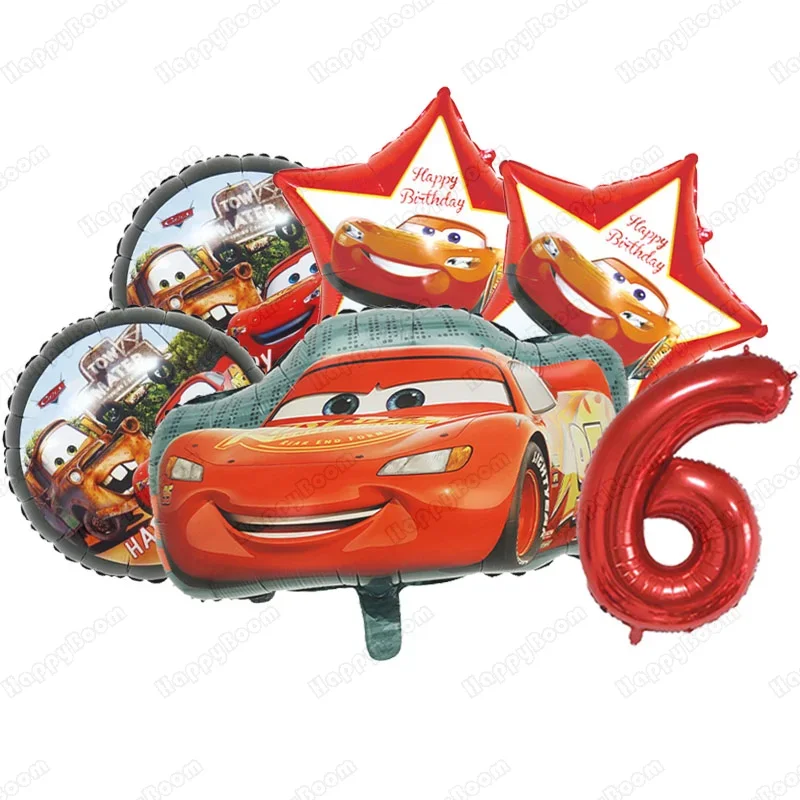 Leuke ronde vijfpuntige ster auto thema folie ballonnen set nummer 1-9 ballon volwassen verjaardagsfeestje decoratie benodigdheden partij prop