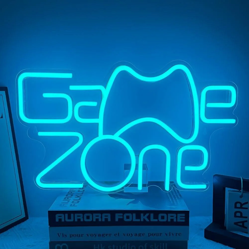 Game Zone Neon Sign USB Dimmable LED Light for Teen Boys Room Game Room Bedroom Man Cave Aesthetic Wall Decor Gifts Night Light