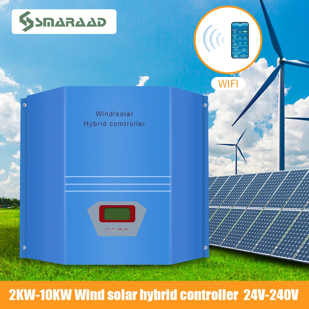 Wind And Solar Hybrid Pwm Controller Regulador Usado para Turbina Eólica com Descarregadores com Monitoramento Wifi 2kw 10kw 48v 220v dc