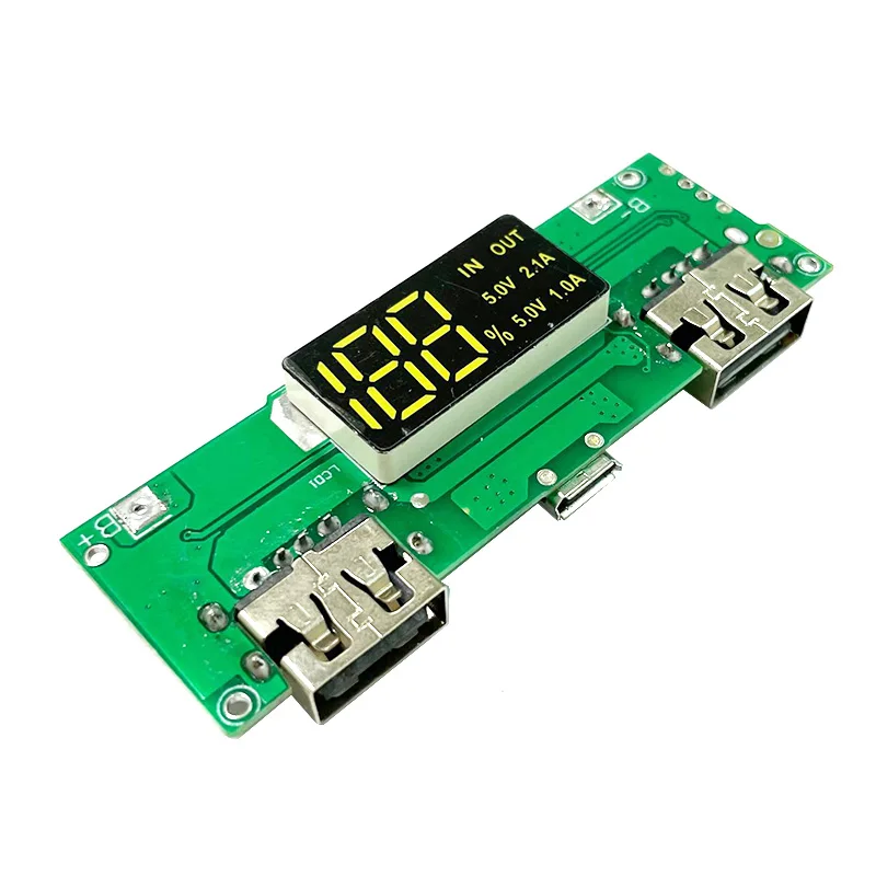 LED Dual USB 5V 2.4A Micro/Type-C USB Mobile Power Bank 18650 Charging Module Lithium Battery Charger Board Circuit Protection