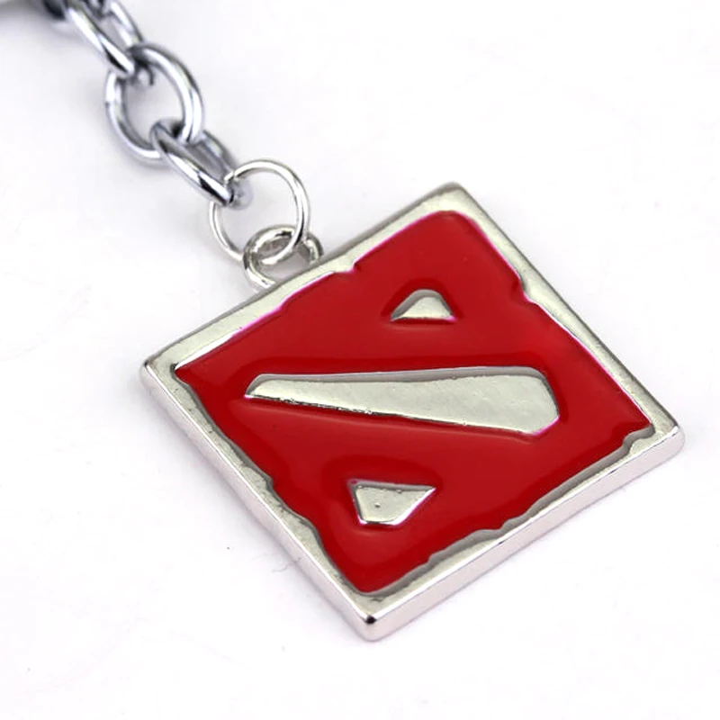 Dota 2 Keychain Hot Game Dota 2 Symbol Classic Logo Square Shape Pendant Backpack Keyring Gamer Friend Jewelry Gift