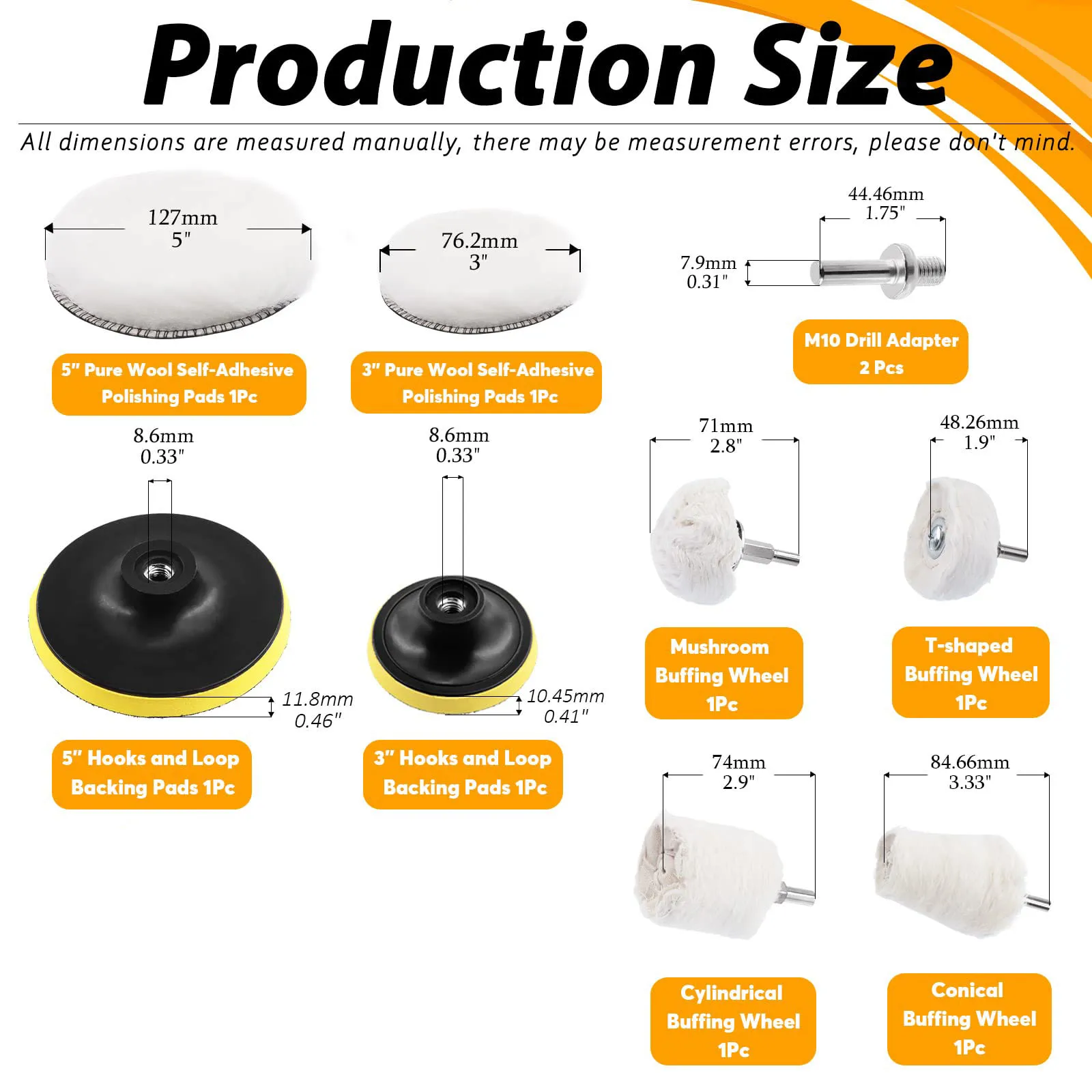 10 Pcs Wool Buffing Wheel Pad Microfiber Pads Includes Cotton 3 Inch & 5 Inch Polishing Pad for Car Polishing and Buffing