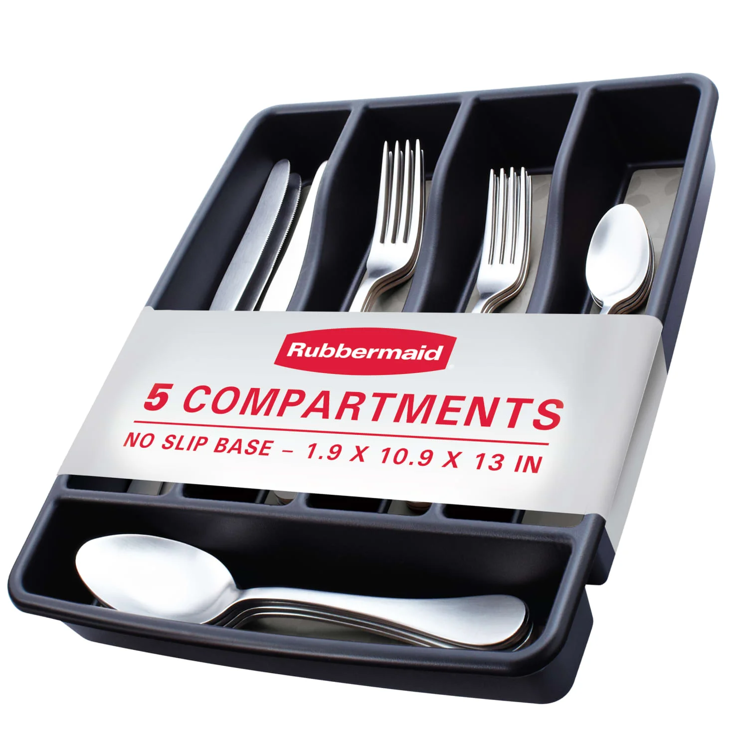 

Small Black Silverware Holder, Durable Rubberized Design