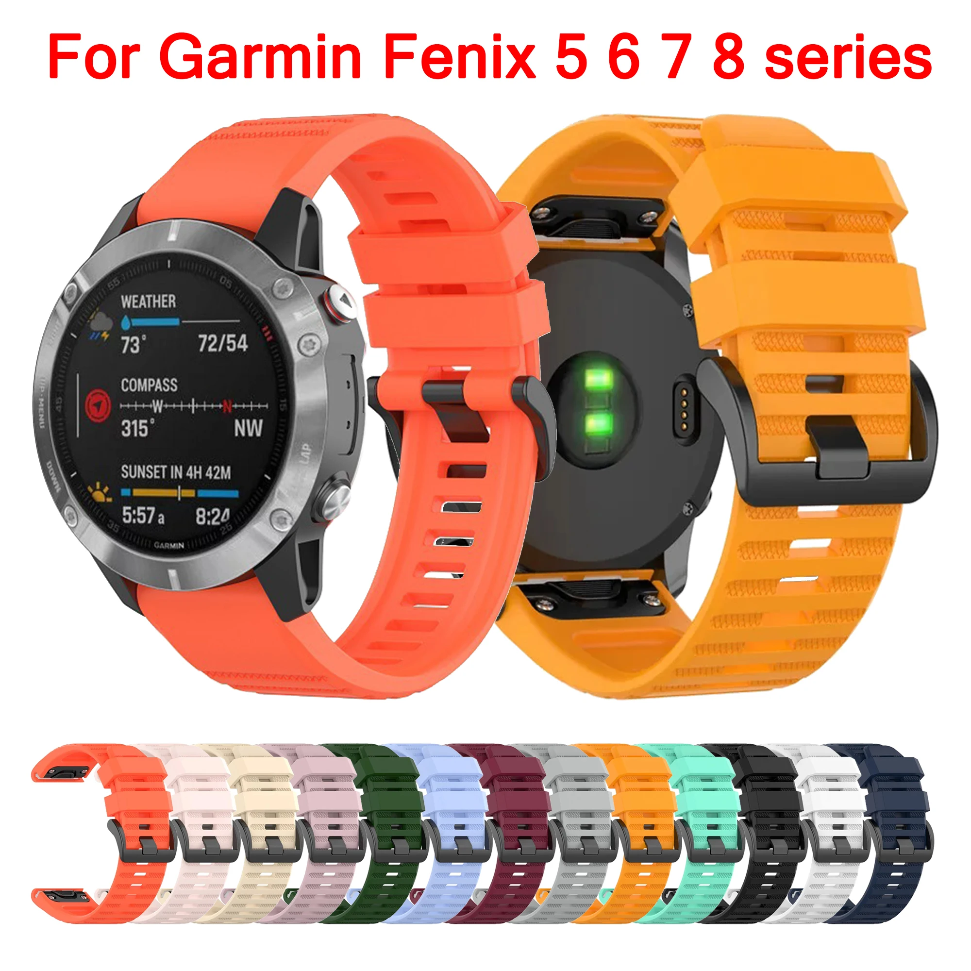 

20 22 26mm Watch Band For Garmin Fenix 8 47mm 51mm E 7 7X Pro 6 6S 6X 5 5X/Epix Pro/Enduro 2 3 QuickFit Silicone Strap Bracelet