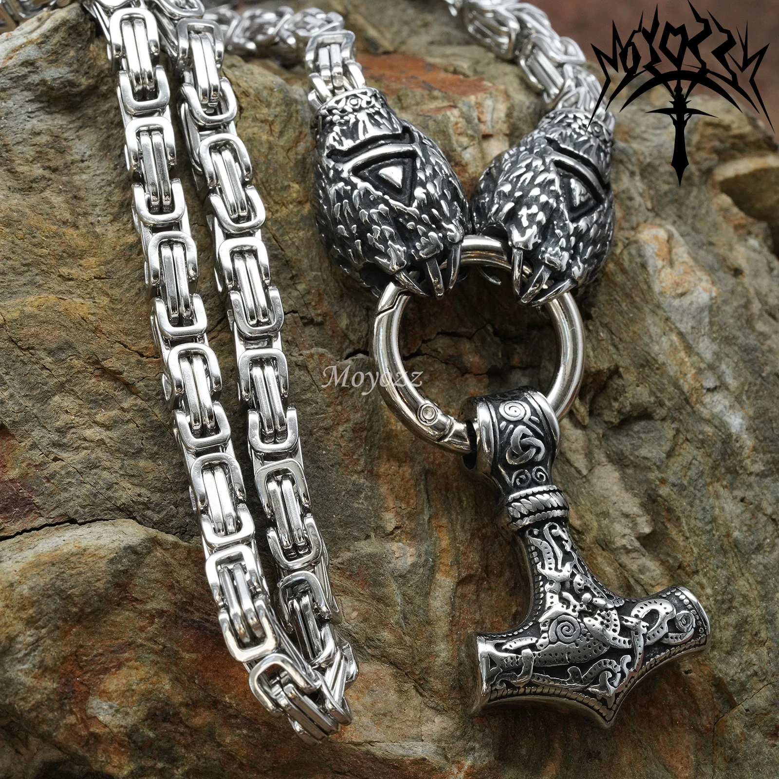 Bear Paw Necklace Stainless Steel Berserker Warrior Thor's Hammer Norse Pendant