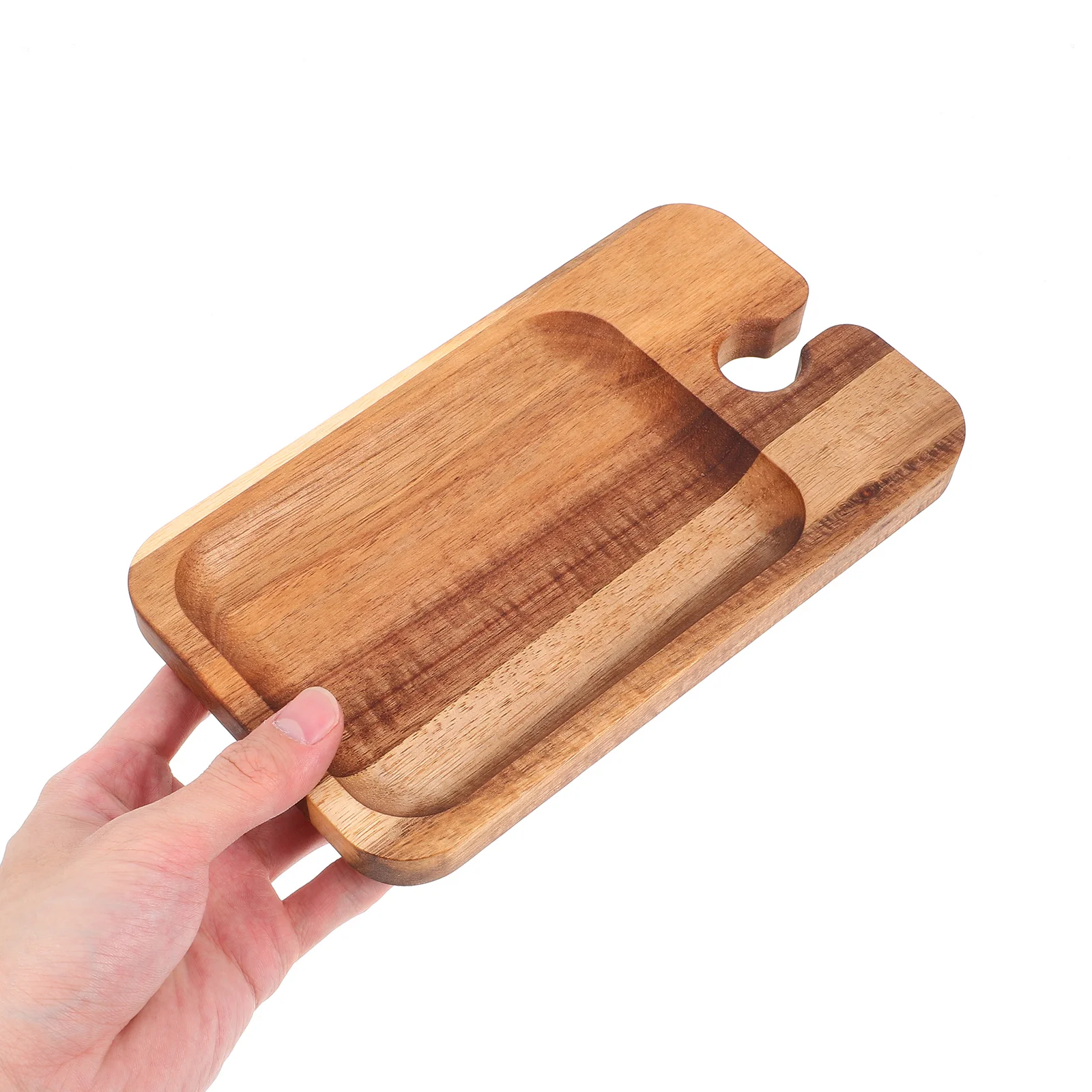 

Wooden Tray Portable Serving Platter Glass Holder Breakfast Plate Charcuterie Board Kitchen Counter Trays