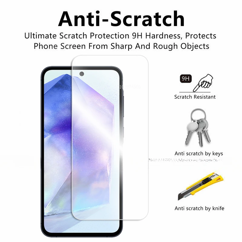 4PCS Screen Protector For Samsung Galaxy A55 Tempered Glass Samsung Galaxy A05 A05S A15 A25 A35 A55 5G Protective Screen Glass
