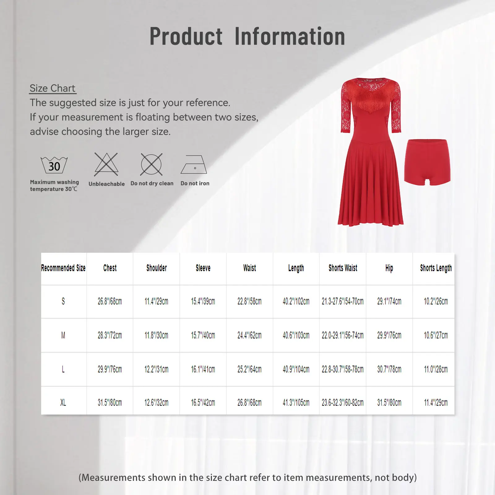 2 Stuks Womens Latin Dans Jurk Sheer Bloemen Kant Flowy Kwastje 3/4 Mouw Swing Jurk + Veiligheid Shorts voor Samba Rumba Tango Dans