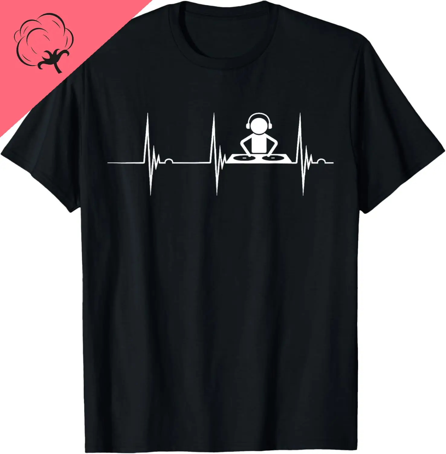 Produtor de música disco jockey batimento cardíaco ecg pulso dj console de mistura camiseta roupas masculinas camisetas gráficas streetwear