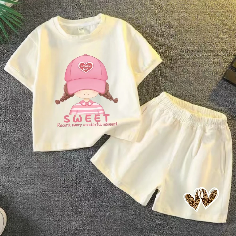 Summer Baby Clothes Set Kid Girls Cartoon Printed Short Sleeve T-Shirts Top And Shorts Bottom 2 Pieces Suit Children Tracksuits image 4