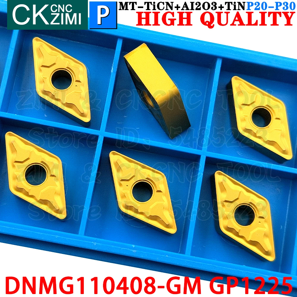 DNMG110408-GM GP1225 DNMG 110408 GM GP1225 카바이드 인서트 외부 선삭 인서트 도구 DNMG1104 DNMG CNC 인덱서 블 금속 선반 절삭 공구 MDJNR MDJNL MDPNN MDQNR MDQNL