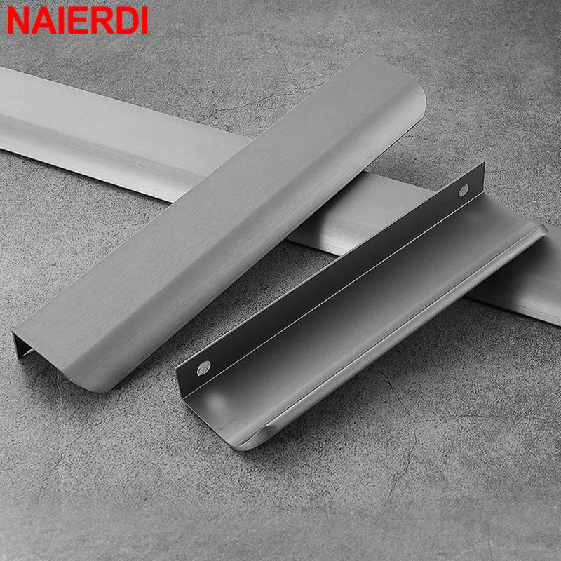 

NAIERDI Pearl Gray Long Furniture Handles Aluminum Alloy 800-1200mm Hidden Cabinet Handles Drawer Knobs Cupboard Pulls Hardware