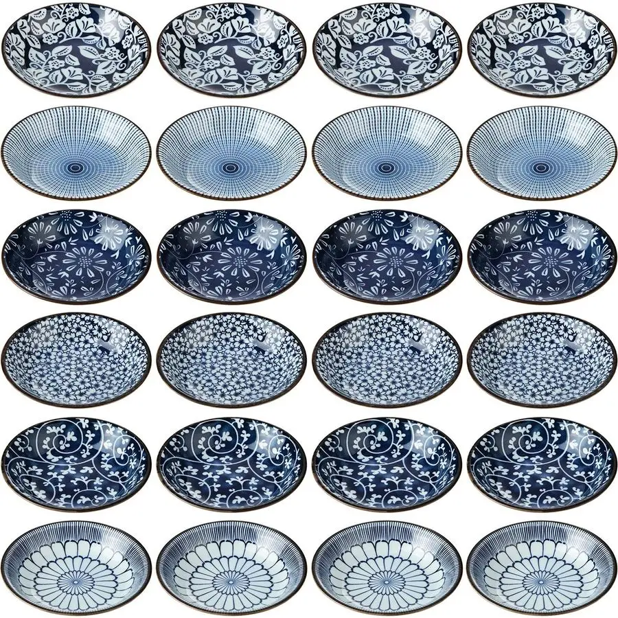 

Набор из 24 японских керамических мини-соусниц для соевого соуса, 3,5 унции, винтажные синие фарфоровые чашечки для закусок, оптом