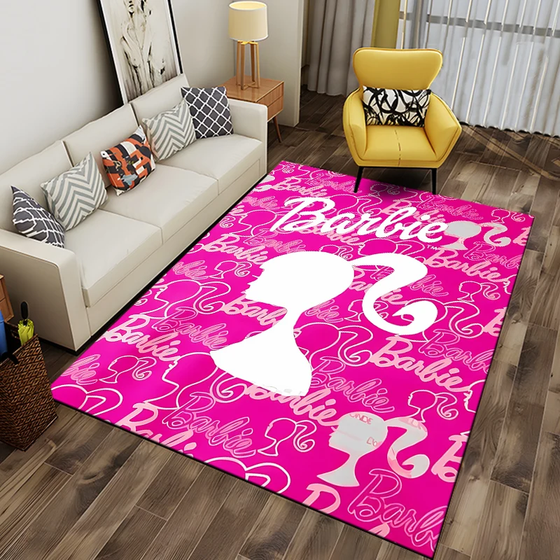 Barbie Logo Cartoon Pattern Living Room Bedroom Carpet Bedside Floor Mat 15 Size Kid's Room Cloakroom Play Mat Area Rug Sonic