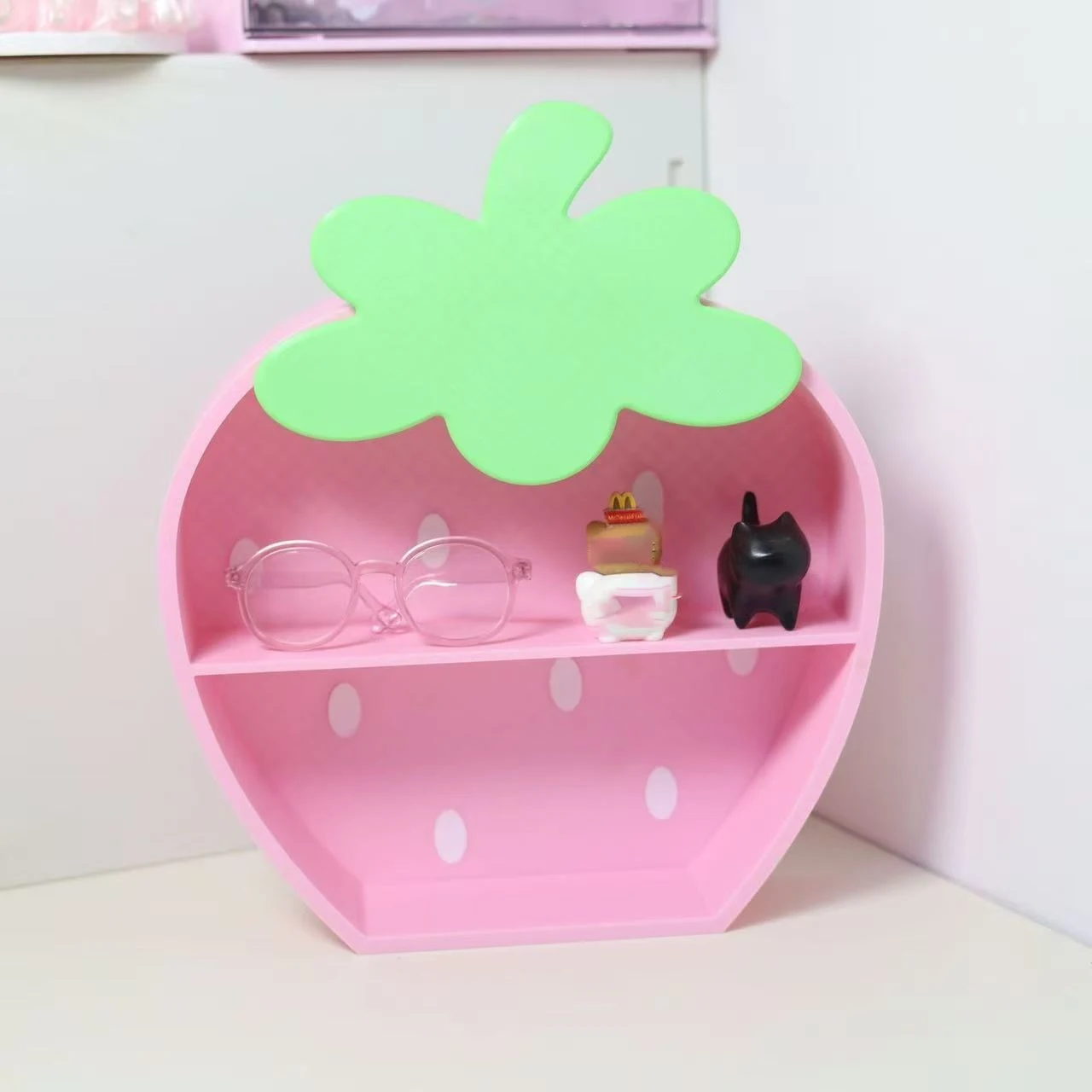 Neue Niedliche 3D-Gedruckte Aufbewahrungsbox, Mädchenhaft Niedlicher Erdbeer-Desktop-Organizer, Blindbox-Puppenständer, Dekoration, Süßes Geschenk – Detail 4