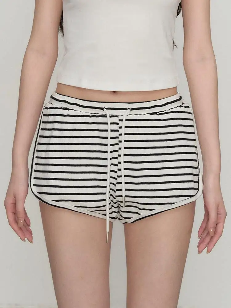 

OIOI E Women's Casual Stripe orts Summer Low Waist Dstring Waist Vintage Sle Lazy Pants Cute Sle PVC Material Qui...
