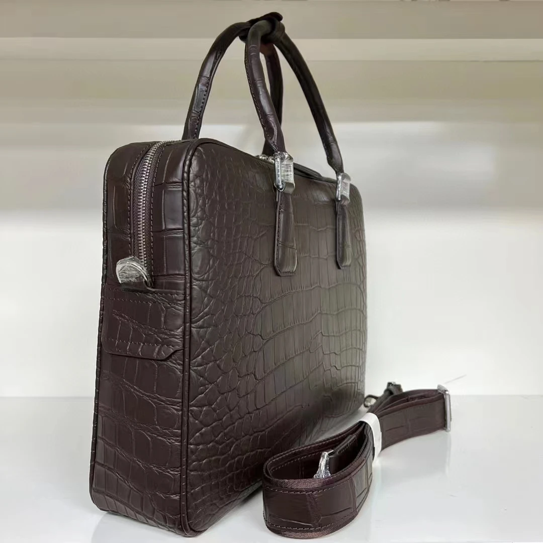 Brown color genuine crocodile skin nilo briefcase men laptop business laptop bag 2024 new production high end quality