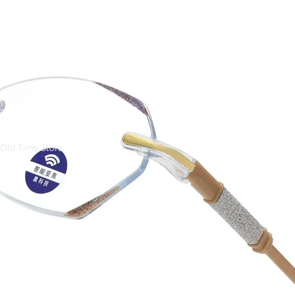 New Rimless Diamond Cutting Presbyopic Glasses Ladies Anti Blue Light Ultra Light Reading Glasses +1.0+1.5+2.0+2.5+3.0+3.5+4.0